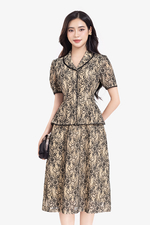 Đầm ren hoa dáng peplum xòe