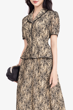 Đầm ren hoa dáng peplum xòe