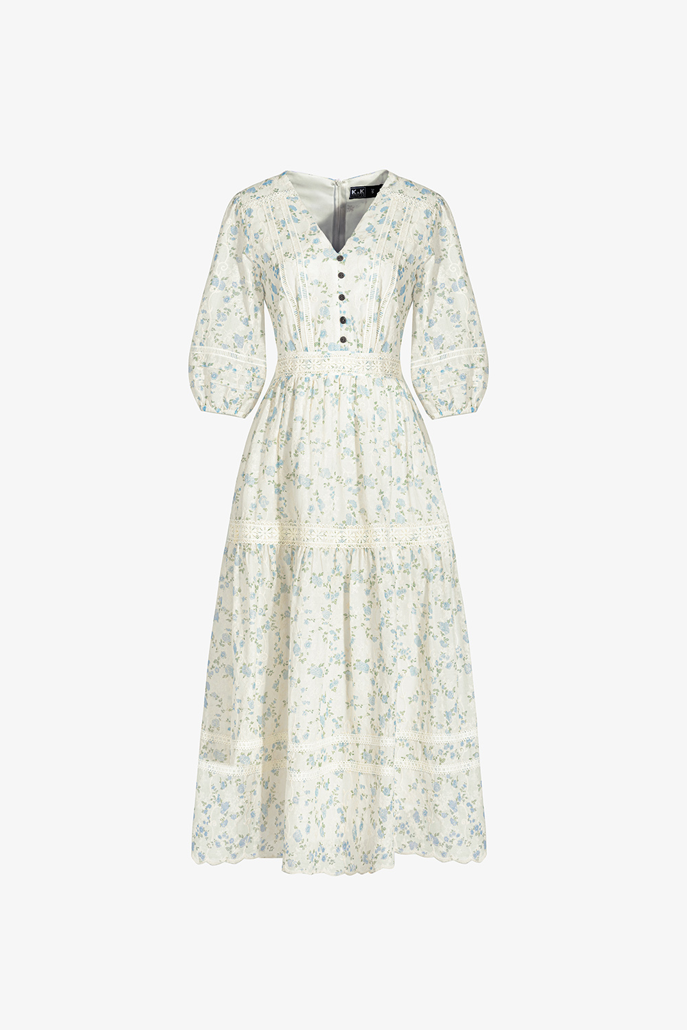 Đầm xô thêu hoa nhí dáng xòe dài