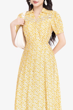 Đầm linen đũi họa tiết hoa nhí