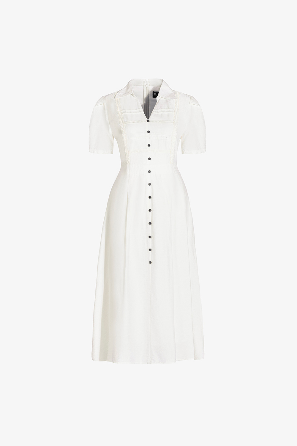 Đầm trắng cổ sơ mi dáng xòe