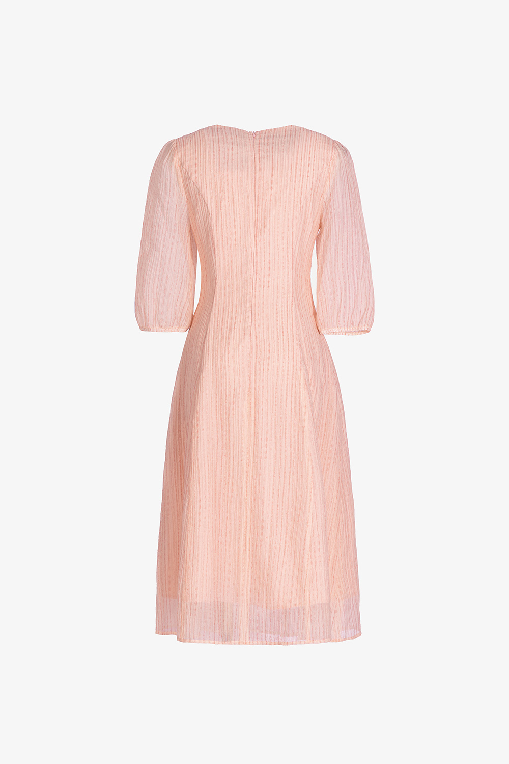 Đầm xòe hồng cổ thắt nơ phối ren