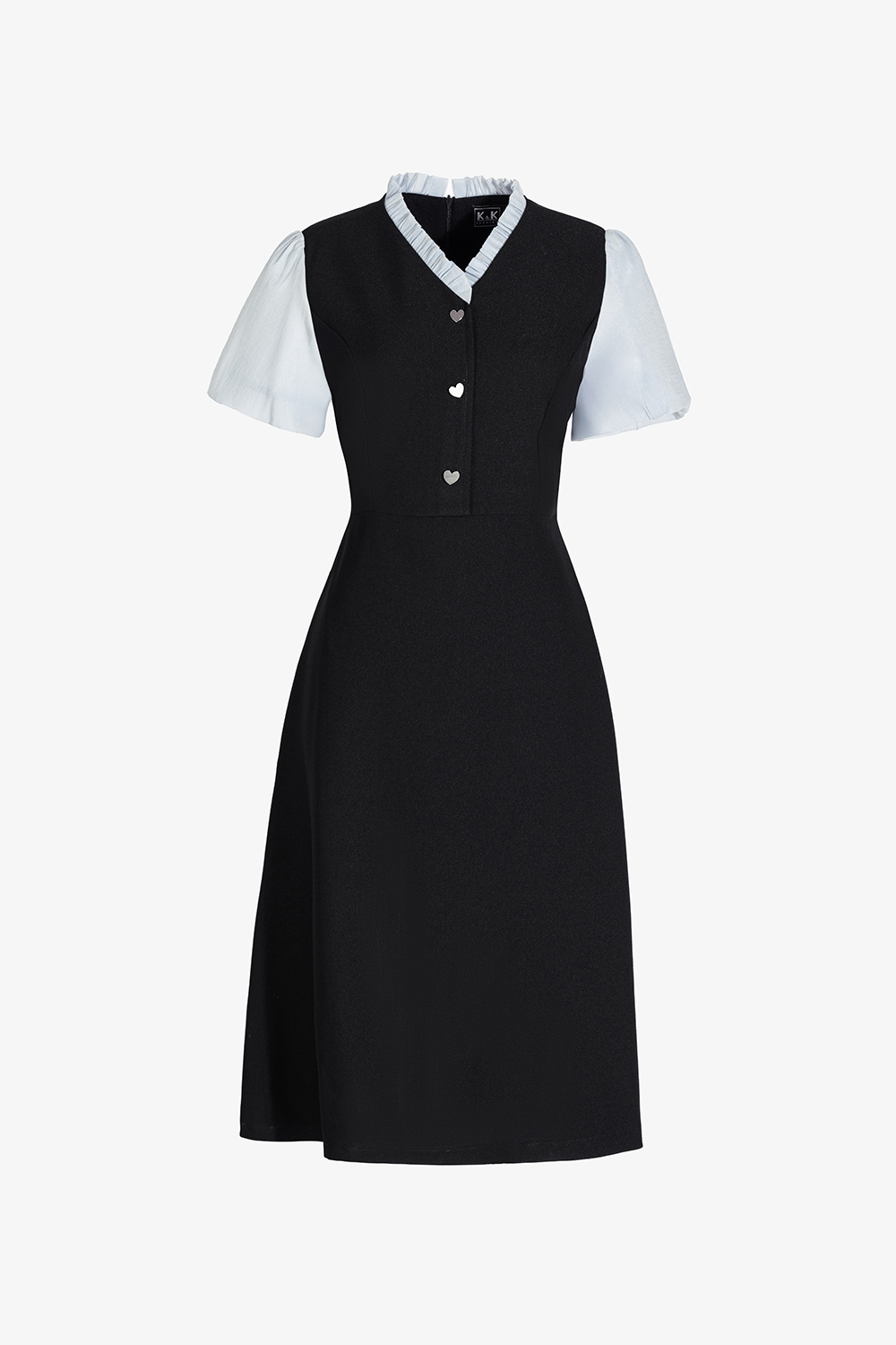 Đầm đen công sở chữ A phối tơ xanh