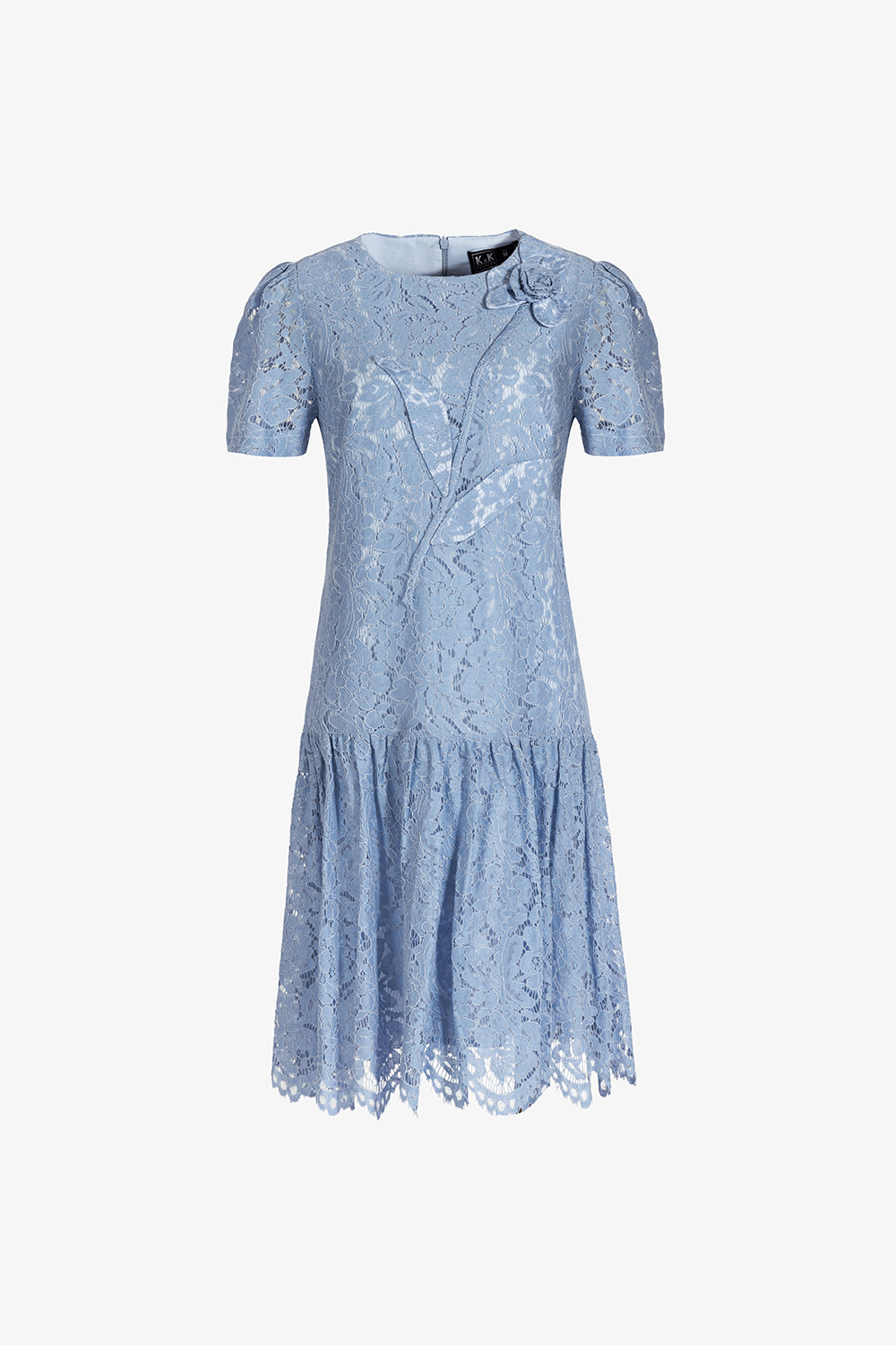 Đầm suông ren đuôi cá màu xanh