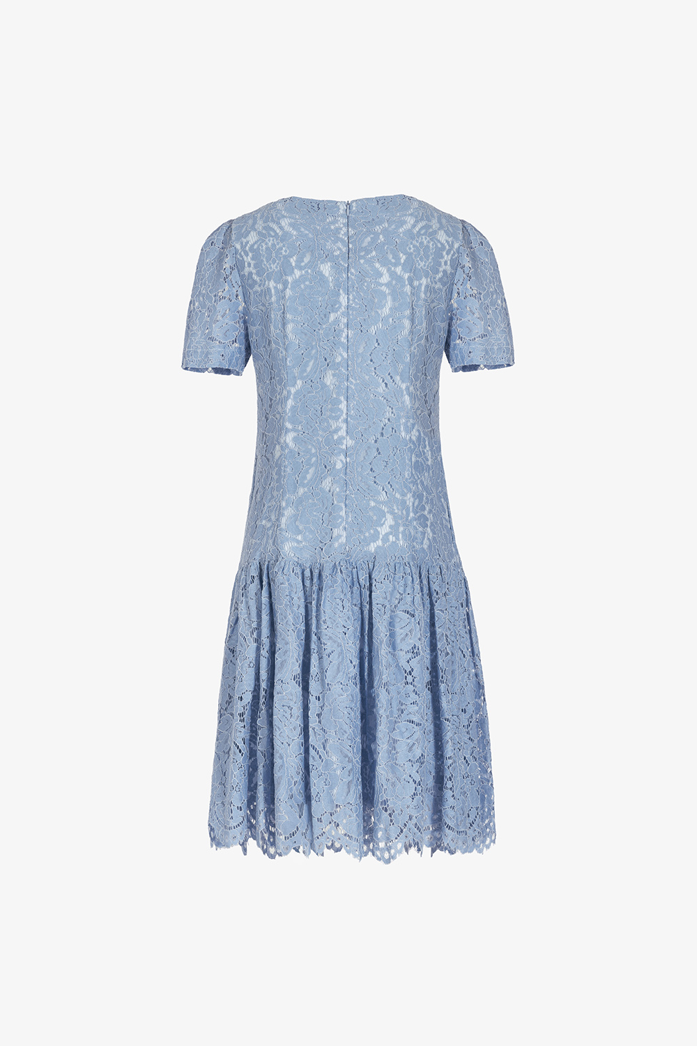 Đầm suông ren đuôi cá màu xanh