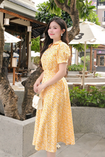 Đầm linen đũi họa tiết hoa nhí