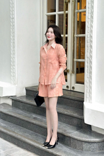 Áo sơ mi nữ họa tiết hoa màu hồng