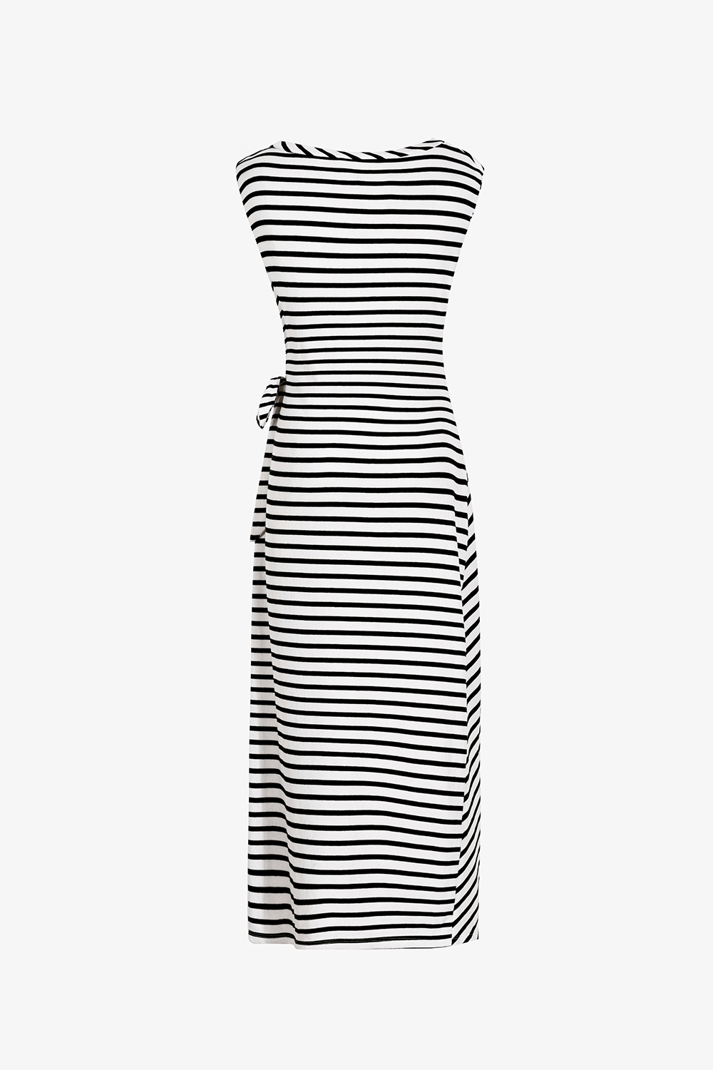 Đầm ôm body họa tiết kẻ phối nơ eo