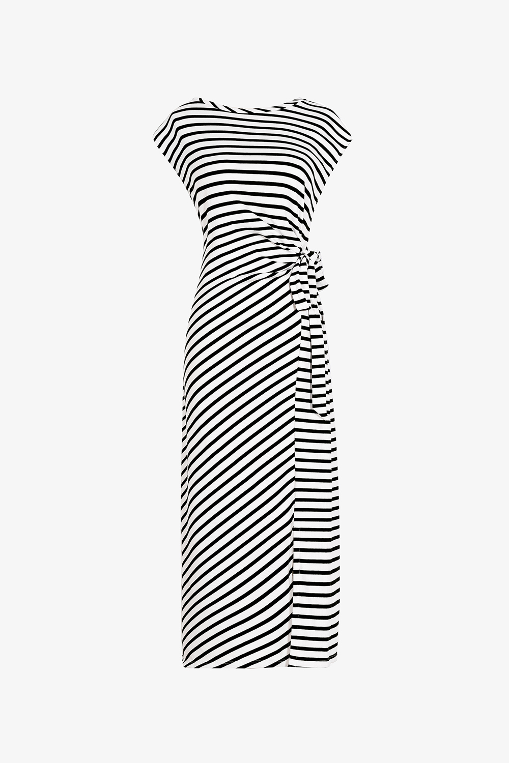 Đầm ôm body họa tiết kẻ phối nơ eo