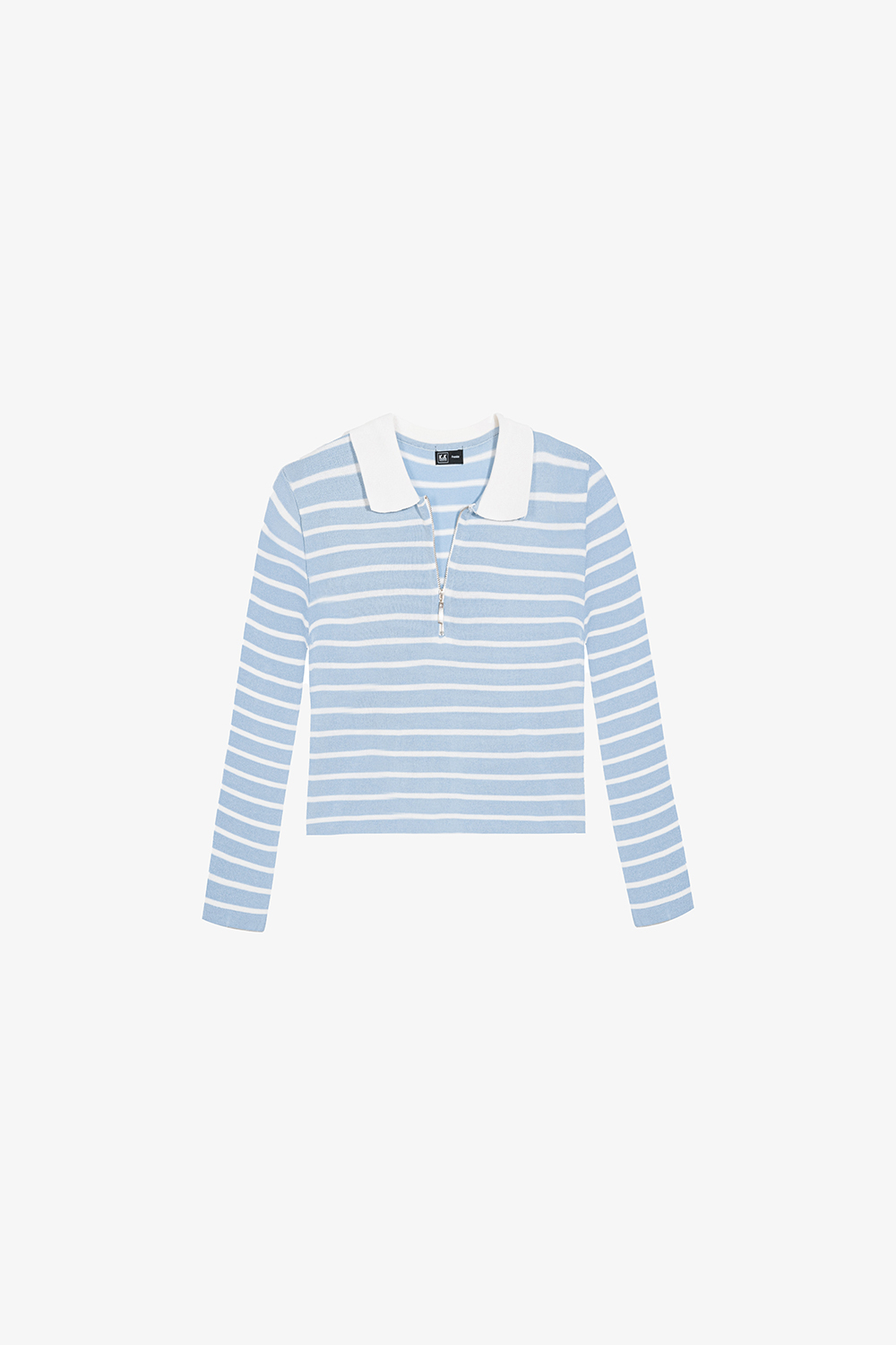 Áo polo nữ xanh sọc trắng tay dài