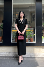 Áo kiểu công sở cổ đan tông phối ren