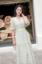Đầm xô thêu hoa nhí dáng xòe dài