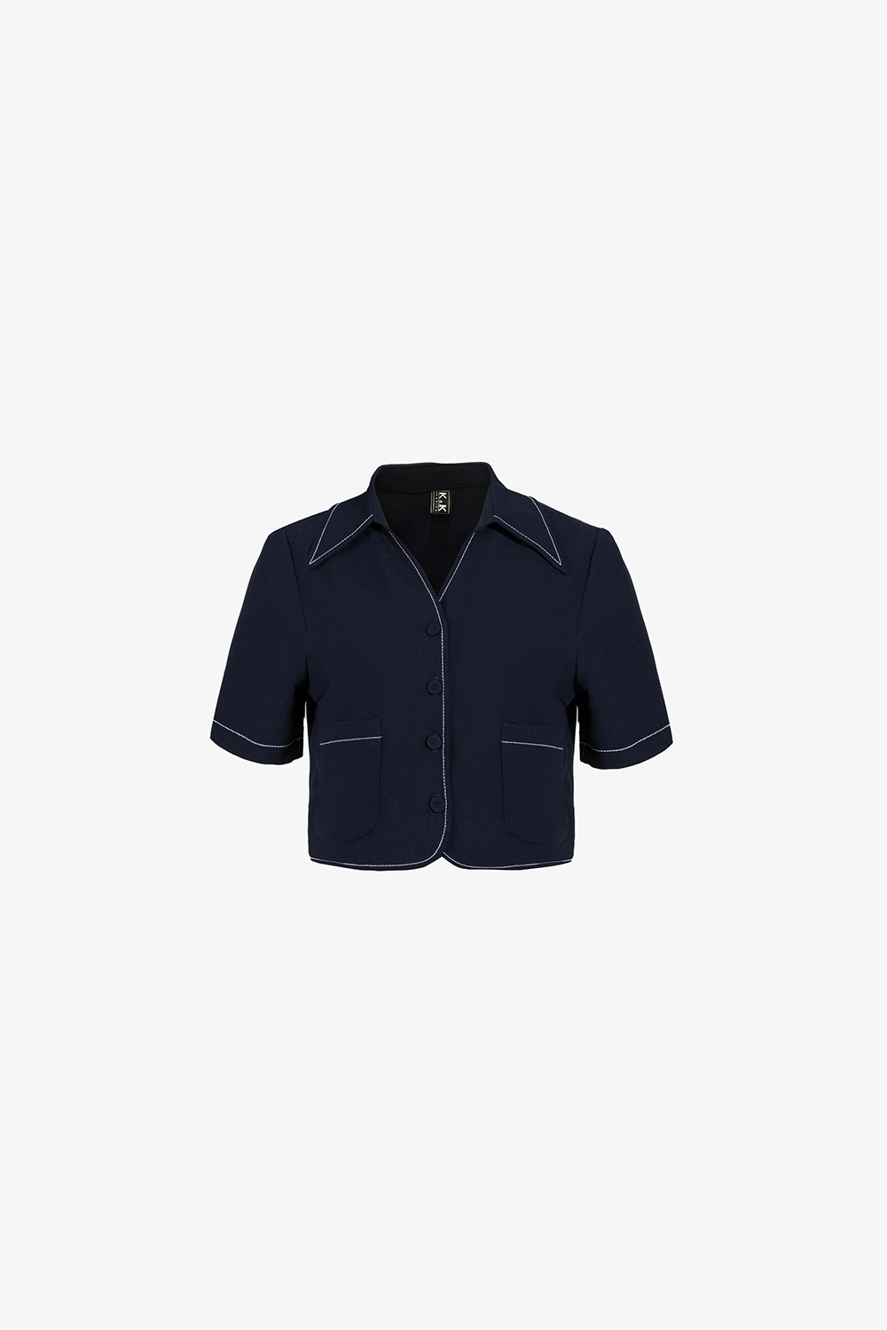 Áo kiểu công sở viền chỉ phối túi