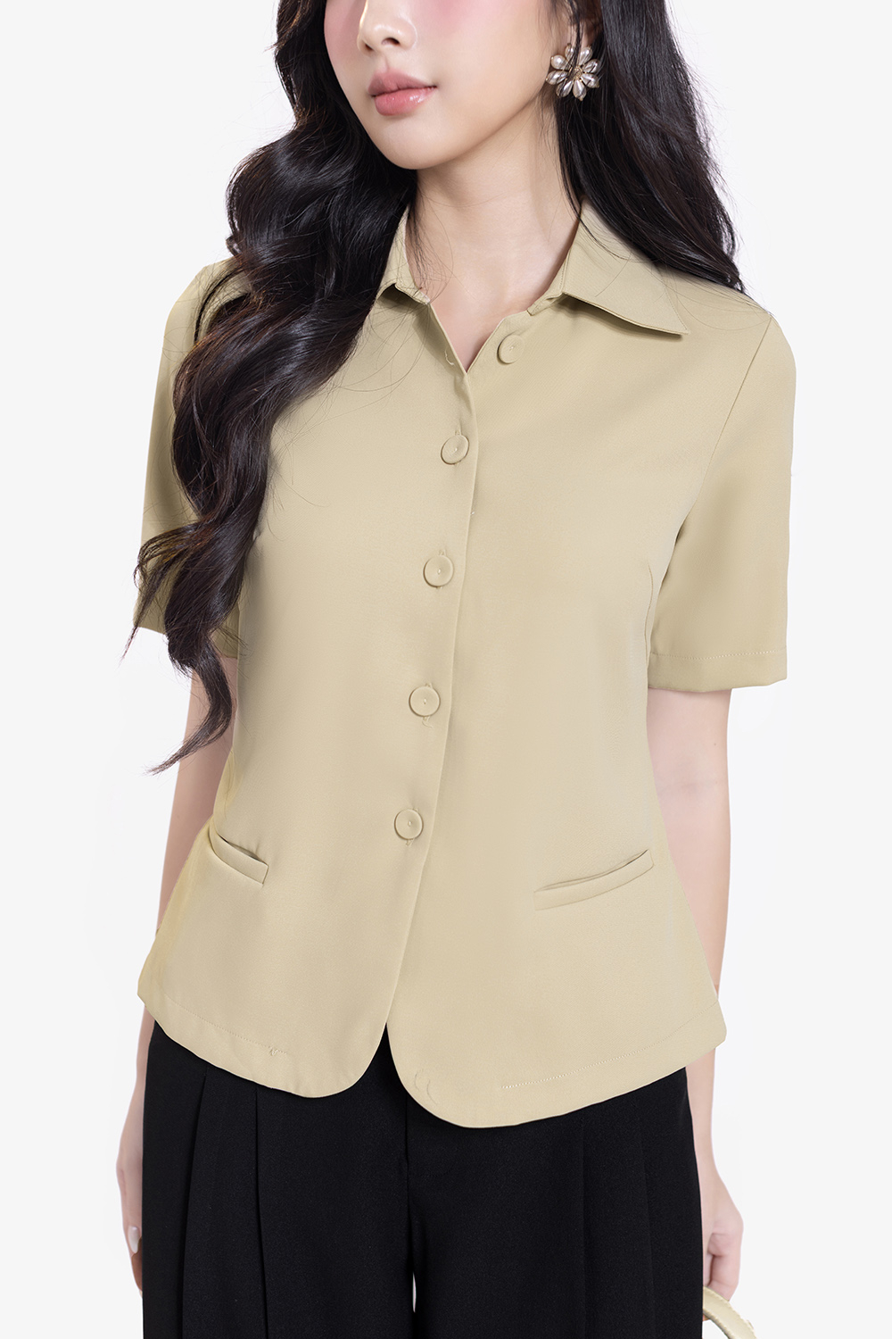 Áo kiểu công sở nữ cổ sơ mi