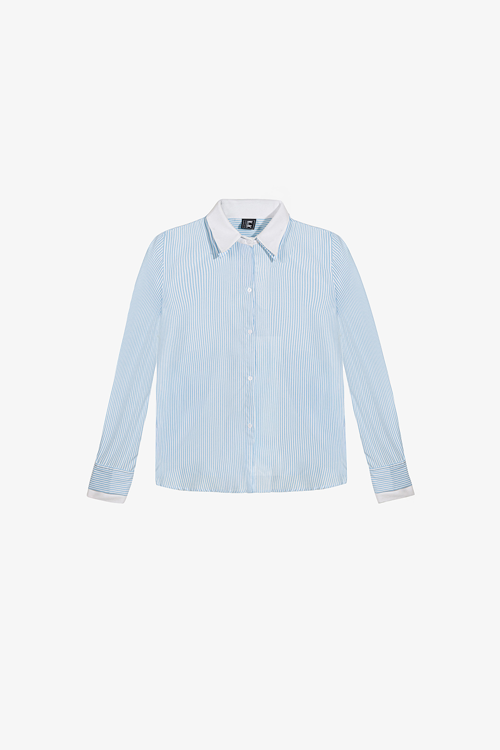 Áo sơ mi nữ tay dài sọc trắng xanh