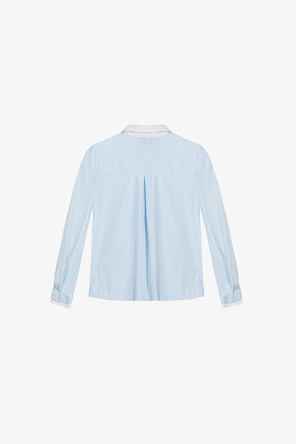 Áo sơ mi nữ tay dài sọc trắng xanh