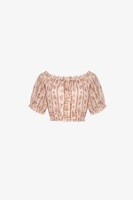 Áo trễ vai dáng croptop hoa nhí