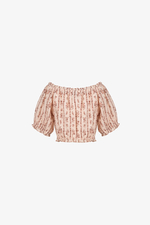 Áo trễ vai dáng croptop hoa nhí