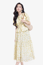Áo kiểu nữ dáng peplum hoa nhí vàng