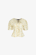 Áo kiểu nữ dáng peplum hoa nhí vàng