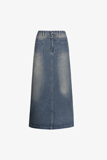 Chân váy jeans dáng chữ A dài phối túi