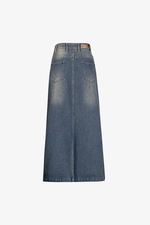 Chân váy jeans dáng chữ A dài phối túi