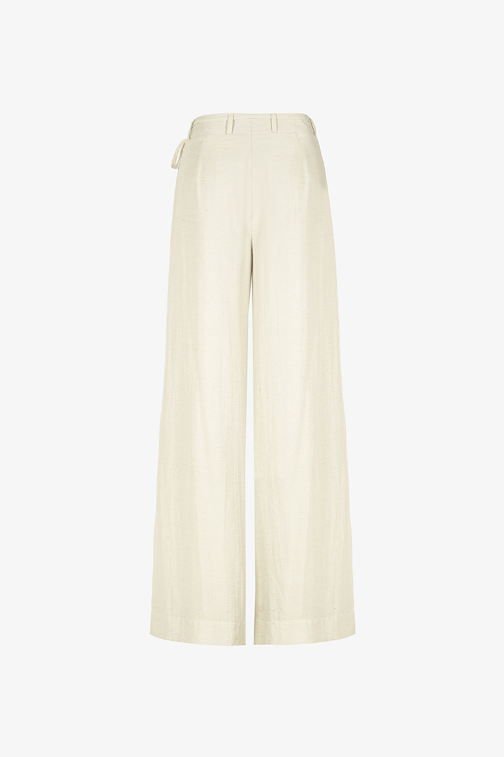 Quần suông ống rộng đai phối dây thắt nơ