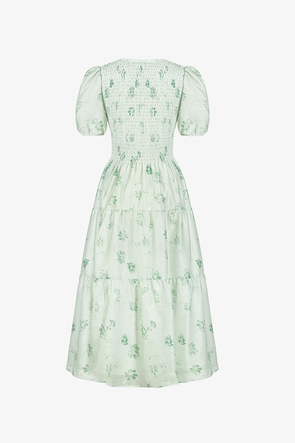 Đầm hoa xòe dáng dài bo chun ngực