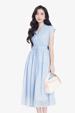Đầm xòe dáng dài nhấn eo bo chun