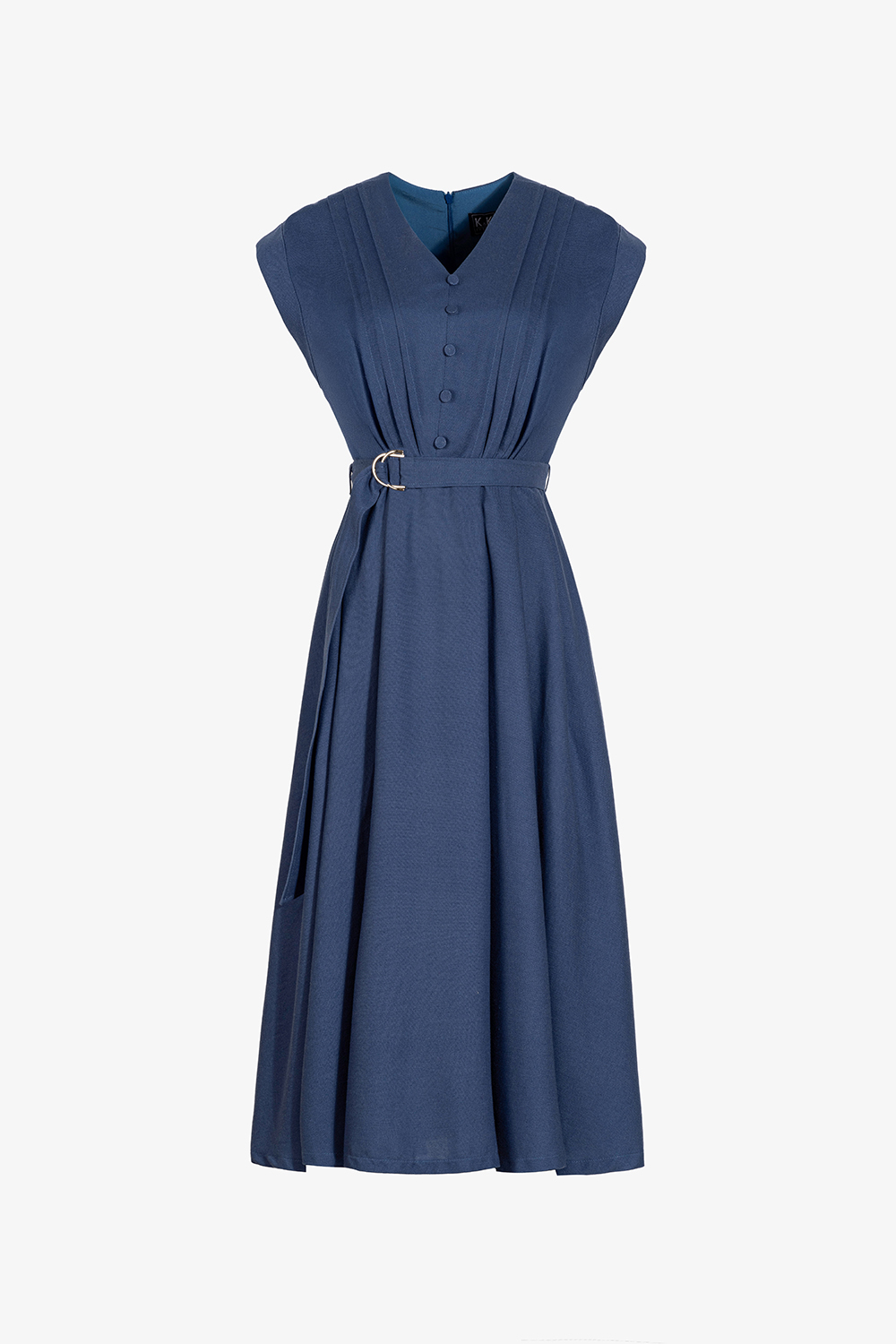 Đầm xòe công sở cổ V kèm thắt lưng