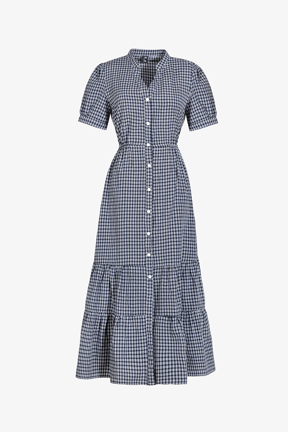 Đầm sơ mi caro dáng dài đuôi cá