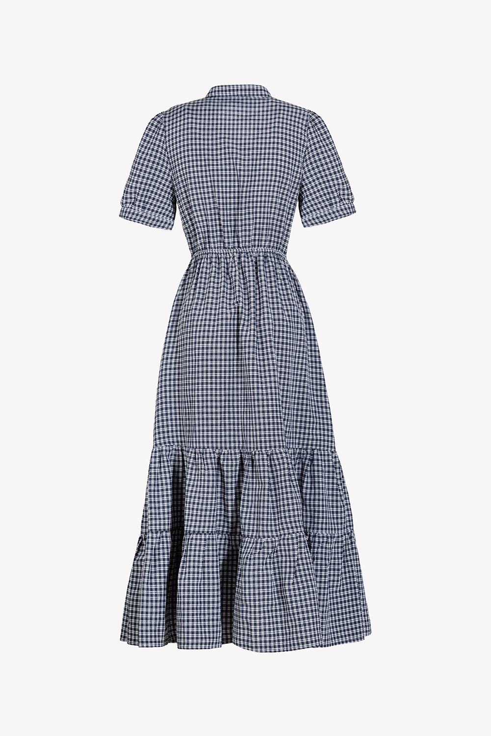 Đầm sơ mi caro dáng dài đuôi cá