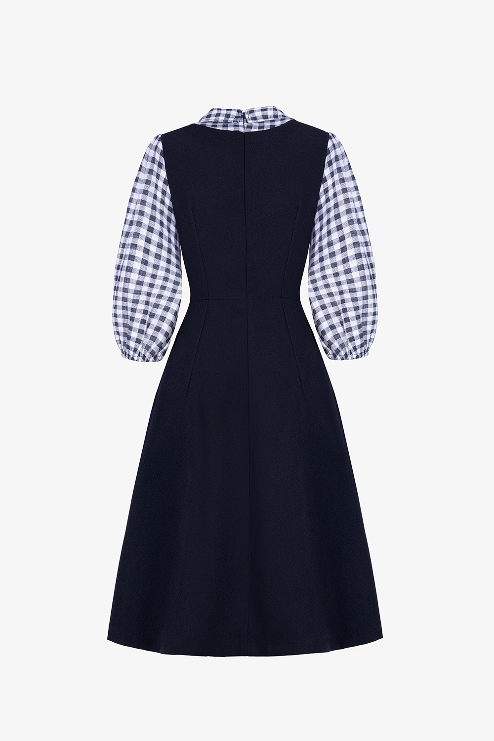 Đầm xòe chữ A công sở phối caro