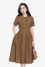 Đầm sơ mi công sở kèm đai eo