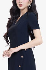 Đầm công sở chữ A vạt xéo cổ V