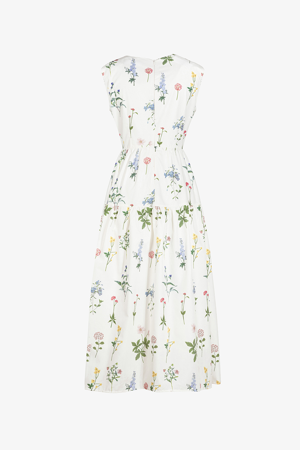 Đầm hoa dáng xòe dài cổ phối nơ