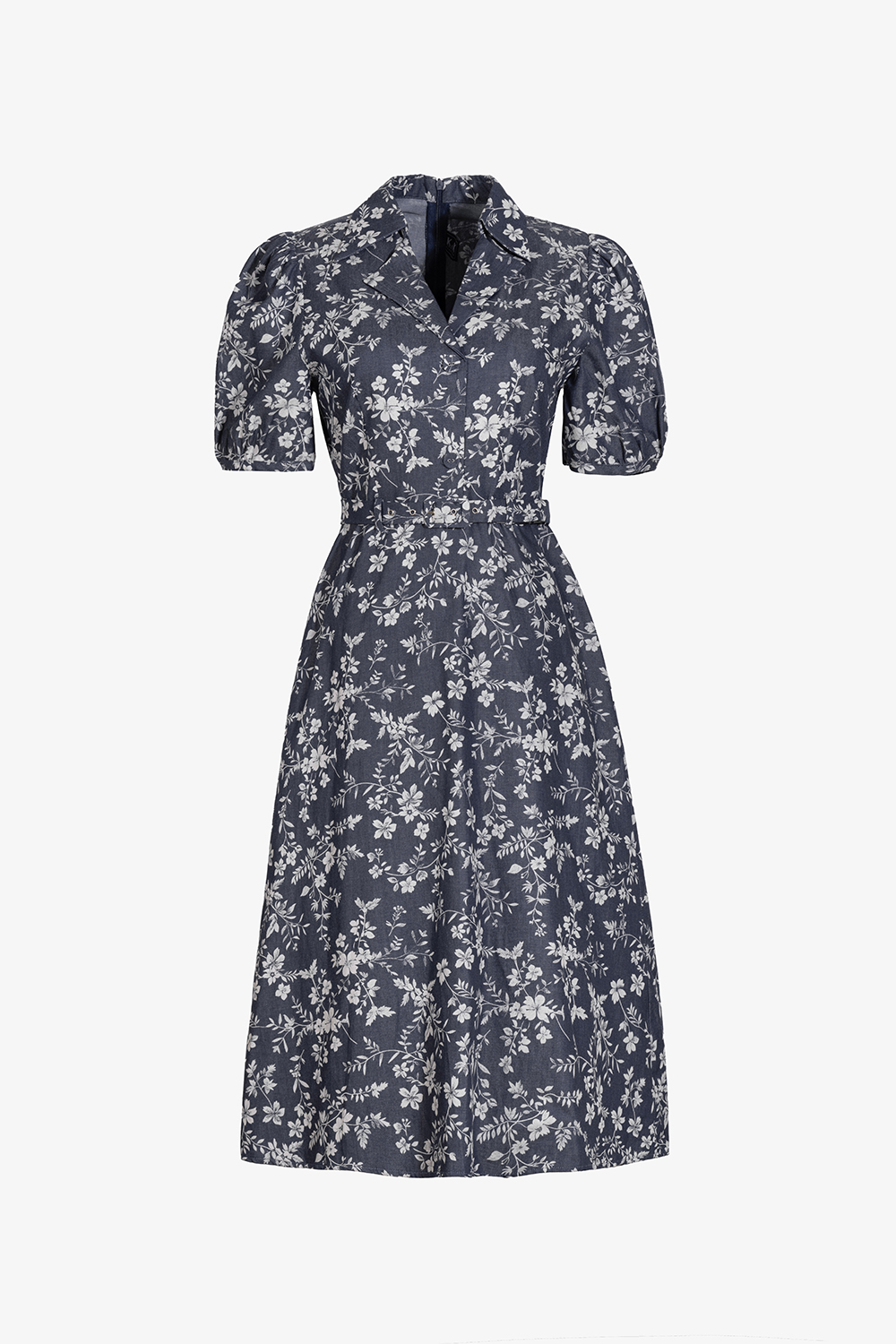 Đầm hoa công sở cổ đan tông kèm thắt eo