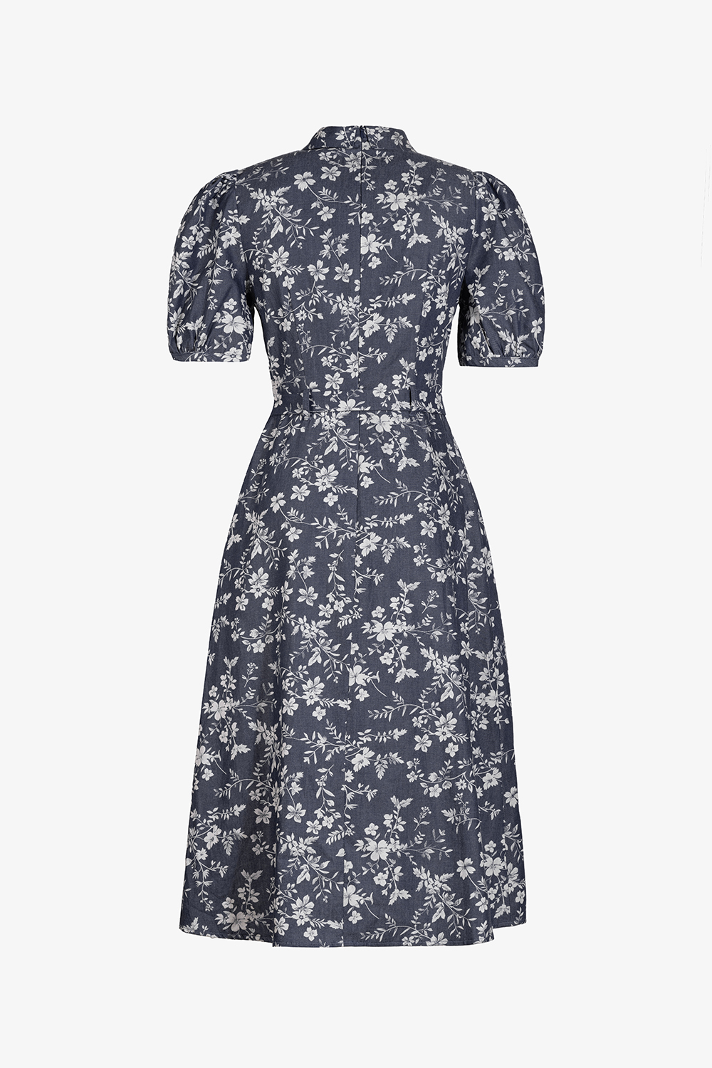 Đầm hoa công sở cổ đan tông kèm thắt eo