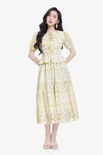 Áo kiểu nữ dáng peplum hoa nhí vàng