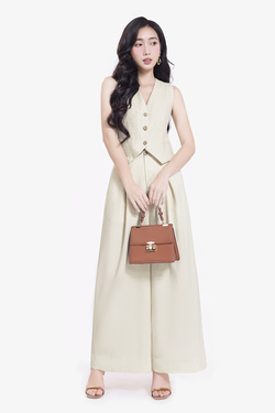 Quần ống suông nữ lưng cao cài cúc trước