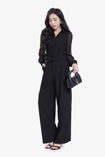 Quần tây công sở nữ màu đen dáng baggy