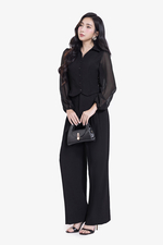 Quần tây công sở nữ màu đen dáng baggy