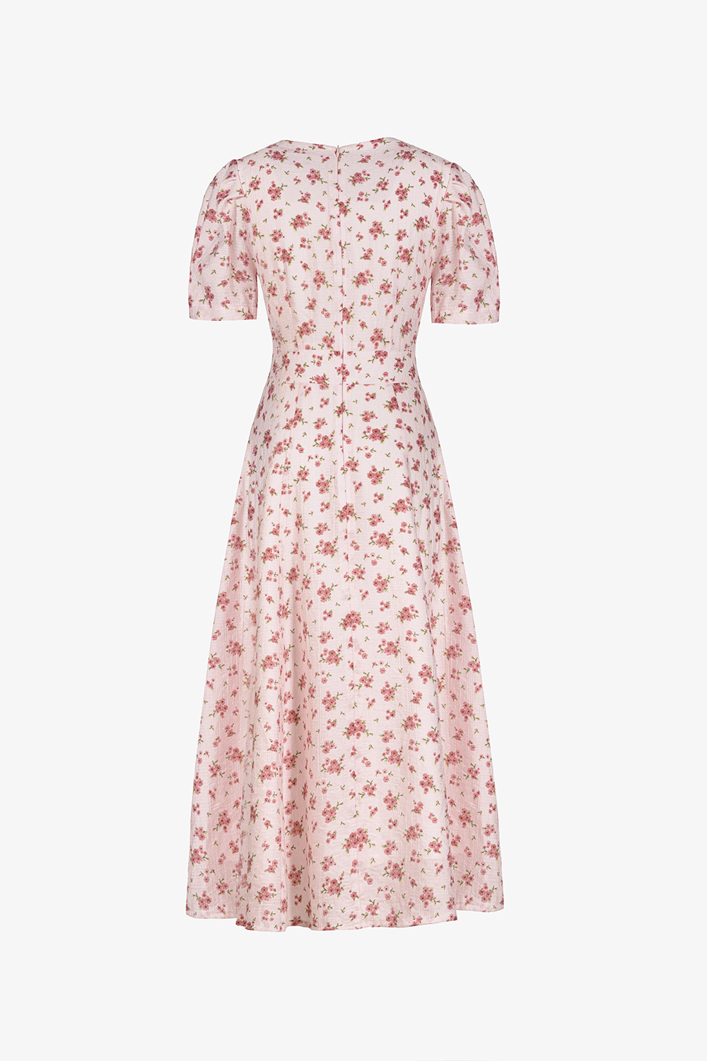 Đầm hoa nhí dáng xòe chữ A cổ phối nơ