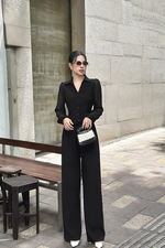 Quần tây công sở nữ màu đen dáng baggy