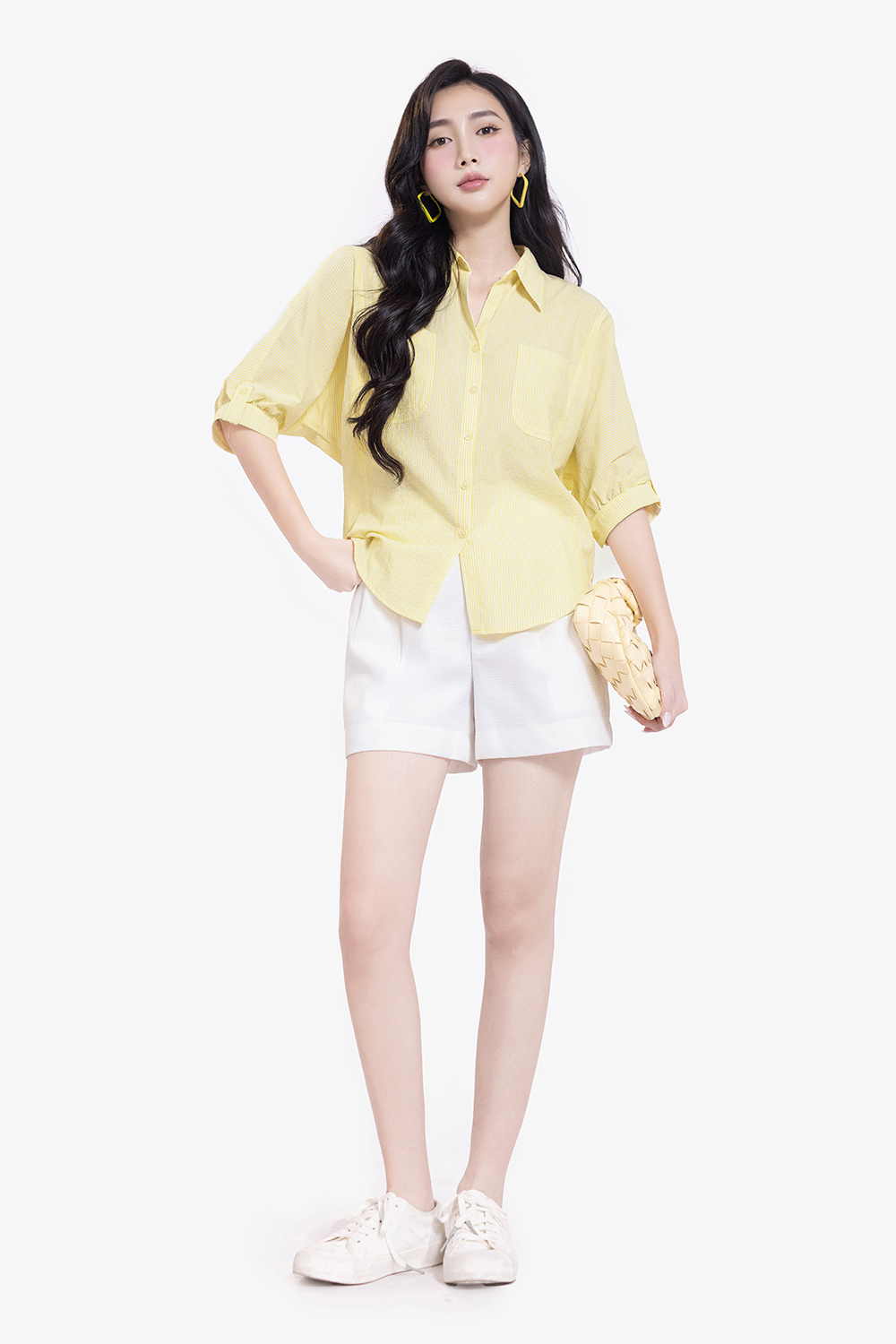 Áo sơ mi nữ công sở kẻ sọc vàng
