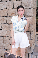 Áo kiểu hoa dáng croptop bo chun