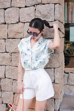 Áo kiểu hoa dáng croptop bo chun