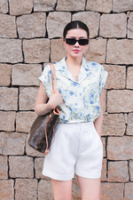 Áo kiểu hoa dáng croptop bo chun