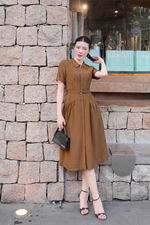 Đầm sơ mi công sở kèm đai eo