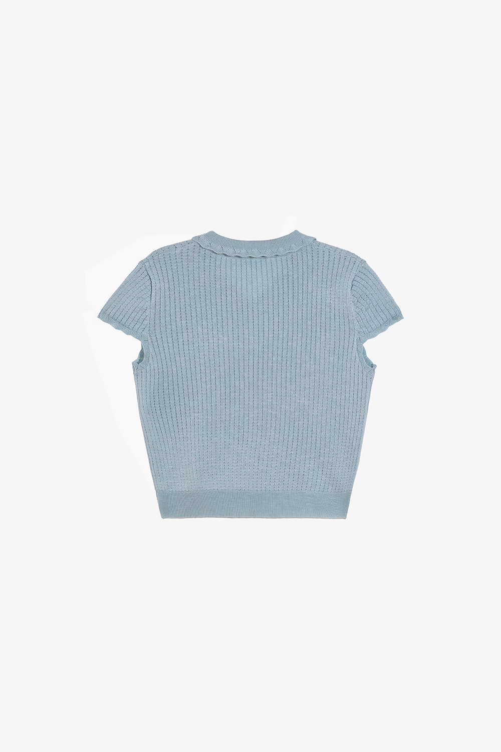 Áo len dệt kim màu xanh phối nút